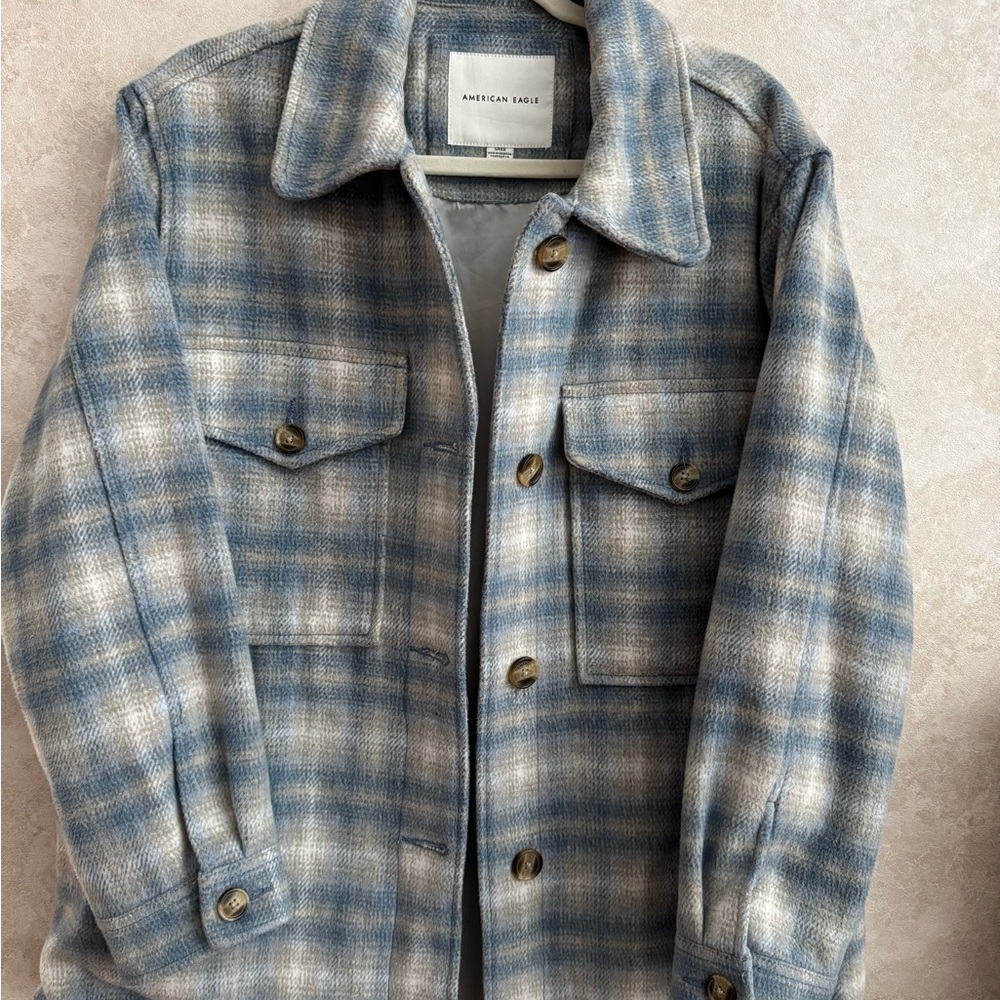 American Eagle Outfitters Gray and Blue Checkered Men's Jacket
